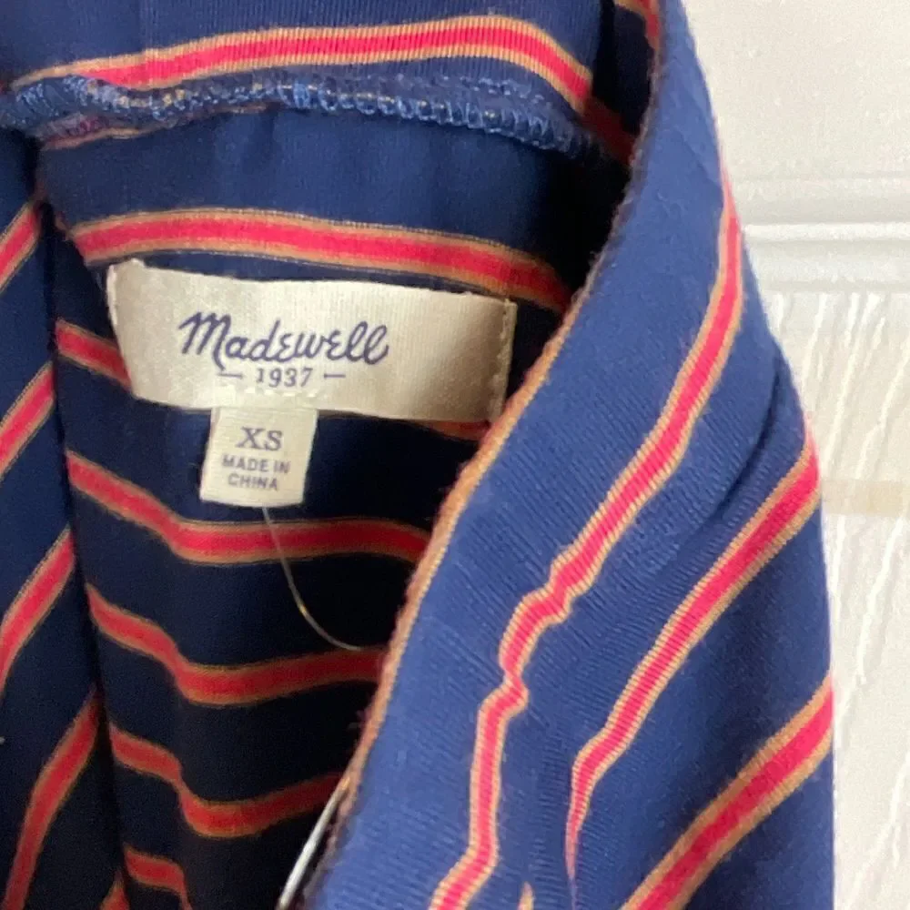 Madewell Womens Sz XS Weekend Blue Striped Strapless Maxi Dress Elastic Waist T2 - Picture 9 of 11